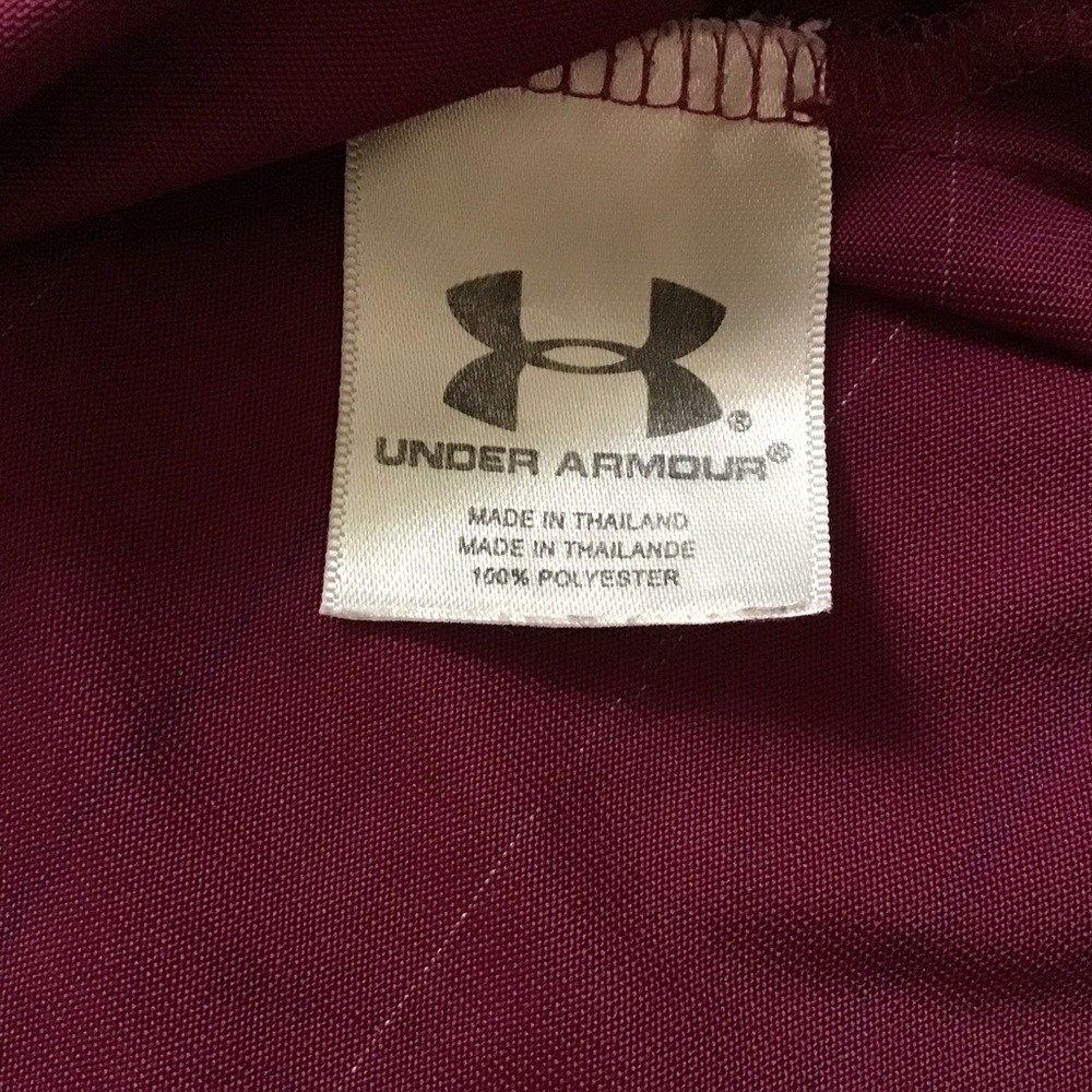 UA Men's Burgundy Striped Polo - Picture 8 of 8